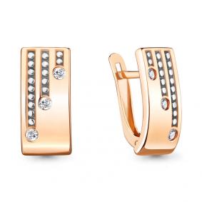 Серьги из золочёного серебра AQUAMARINE А48365А-п с фианитом А48365А-п фото