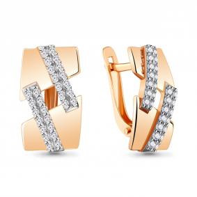 Серьги из золочёного серебра AQUAMARINE А48372А-п с фианитом А48372А-п фото