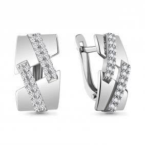 Серебряные серьги AQUAMARINE А48372А с фианитом А48372А фото