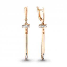 Серьги из золоченого серебра Гвозди AQUAMARINE с фианитом А48381А-пк А48381А-пк фото