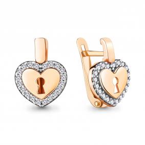 Серьги из золочёного серебра AQUAMARINE А48389А-п с фианитом А48389А-п фото