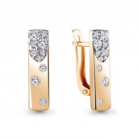 Серьги из золочёного серебра AQUAMARINE А48406А-п с фианитом А48406А-п фото