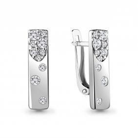 Серебряные серьги AQUAMARINE А48406А с фианитом А48406А фото