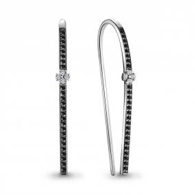 Серебряные серьги AQUAMARINE А48412АЧ с фианитом и ювелирным кристаллом А48412АЧ фото