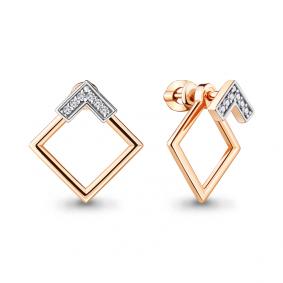 Серьги из золочёного серебра AQUAMARINE А48423А-пк с фианитом А48423А-пк фото