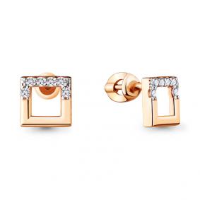 Серьги из золочёного серебра AQUAMARINE А48424А-п с фианитом А48424А-п фото