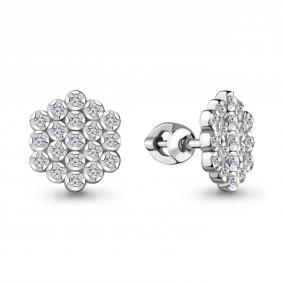 Серебряные серьги AQUAMARINE А48429А с фианитом А48429А фото
