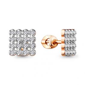 Серьги из золочёного серебра AQUAMARINE А48430А-пк с фианитом А48430А-пк фото