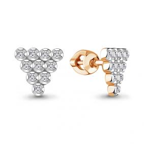 Серьги из золочёного серебра AQUAMARINE А48431А-п с фианитом А48431А-п фото