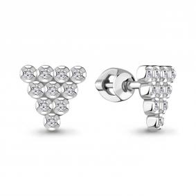 Серебряные серьги AQUAMARINE А48431А с фианитом А48431А фото