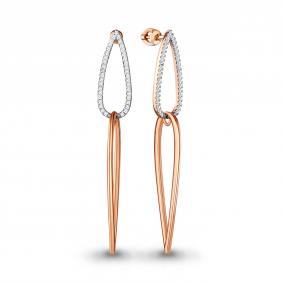 Серьги из золочёного серебра AQUAMARINE А48443А-п с фианитом А48443А-п фото