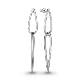 Серебряные серьги AQUAMARINE А48443А с фианитом А48443А фото
