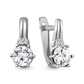 Серебряные серьги AQUAMARINE А48447А с фианитом А48447А фото