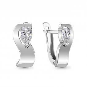 Серебряные серьги AQUAMARINE А48457 с фианитом А48457 фото