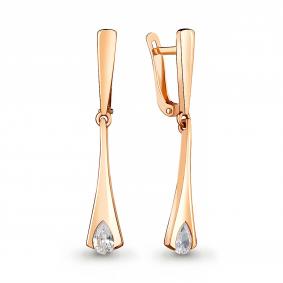 Серьги из золочёного серебра AQUAMARINE А48459-п с фианитом А48459-п фото