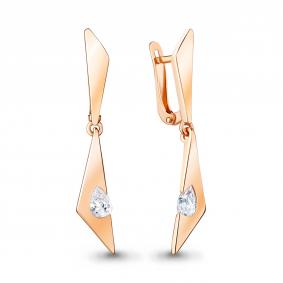 Серьги из золочёного серебра AQUAMARINE А48460-п с фианитом А48460-п фото