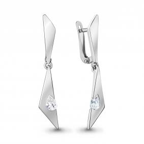 Серебряные серьги AQUAMARINE А48460 с фианитом А48460 фото