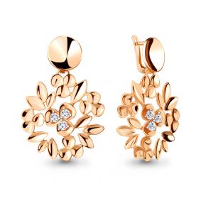 Серьги из золочёного серебра AQUAMARINE А48466-п с фианитом А48466-п фото
