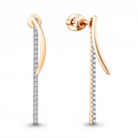 Серьги из золочёного серебра AQUAMARINE А48470А-п с фианитом А48470А-п фото