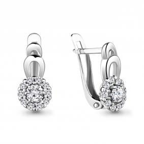 Серебряные серьги AQUAMARINE А48481А с фианитом А48481А фото