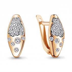 Серьги из золочёного серебра AQUAMARINE А48488А-п с фианитом А48488А-п фото