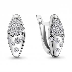 Серебряные серьги AQUAMARINE А48488А с фианитом А48488А фото