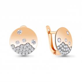 Серьги из золочёного серебра AQUAMARINE А48489А-п с фианитом А48489А-п фото