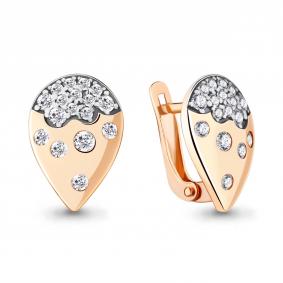 Серьги из золочёного серебра AQUAMARINE А48490А-п с фианитом А48490А-п фото