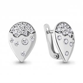Серебряные серьги AQUAMARINE А48490А с фианитом А48490А фото