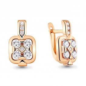 Серьги из золочёного серебра AQUAMARINE А48503А-п с фианитом А48503А-п фото