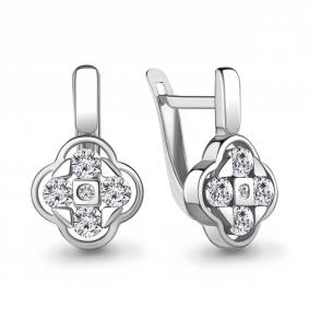 Серебряные серьги AQUAMARINE А48505А с фианитом А48505А фото