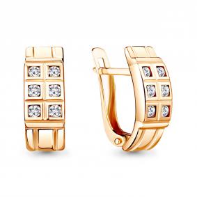 Серьги из золочёного серебра AQUAMARINE А48507А-п с фианитом А48507А-п фото