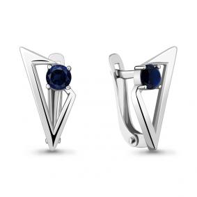 Серебряные серьги AQUAMARINE А48508Б с гидротермальным сапфиром А48508Б фото