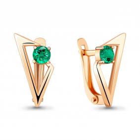 Серьги из золочёного серебра AQUAMARINE А48508Г-п с гидротермальным изумрудом А48508Г-п фото