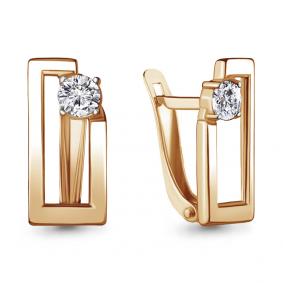 Серьги из золочёного серебра AQUAMARINE А48509А-п с фианитом А48509А-п фото