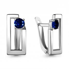 Серебряные серьги AQUAMARINE А48509Б с гидротермальным сапфиром А48509Б фото