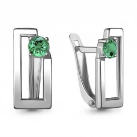 Серебряные серьги AQUAMARINE А48509Г с гидротермальным изумрудом А48509Г фото