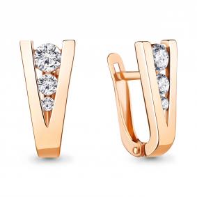 Серьги из золочёного серебра AQUAMARINE А48511А-п с фианитом А48511А-п фото