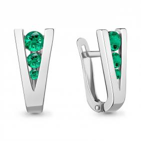 Серебряные серьги AQUAMARINE А48511Г с гидротермальным изумрудом А48511Г фото