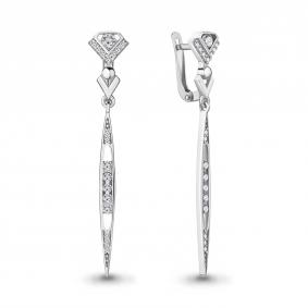 Серебряные серьги AQUAMARINE А48513А с фианитом А48513А фото