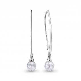 Серебряные серьги AQUAMARINE А48519 с фианитом А48519 фото