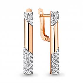 Серьги из золочёного серебра AQUAMARINE А48524А-п с фианитом А48524А-п фото