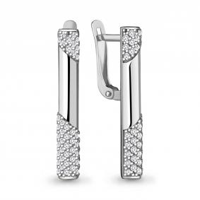 Серебряные серьги AQUAMARINE А48524А с фианитом А48524А фото