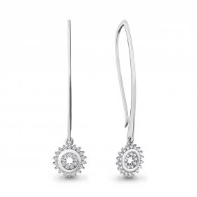 Серебряные серьги AQUAMARINE А48527А с фианитом А48527А фото