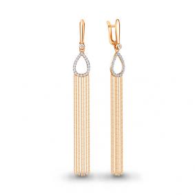 Серьги из золочёного серебра AQUAMARINE А48534А-п с фианитом А48534А-п фото