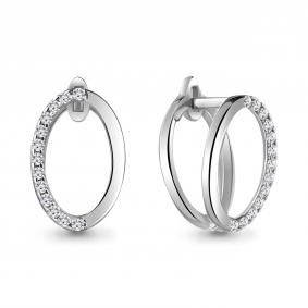 Серебряные серьги AQUAMARINE А48536А с фианитом А48536А фото