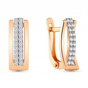 Серьги из золочёного серебра AQUAMARINE А48539А-пк с фианитом А48539А-пк фото