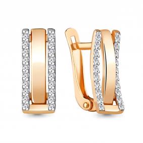 Серьги из золочёного серебра AQUAMARINE А48540А-п с фианитом А48540А-п фото