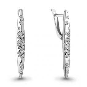 Серебряные серьги AQUAMARINE А48546А с фианитом А48546А фото