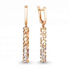 Серьги из золочёного серебра AQUAMARINE с подвижным фианитом А48550-п А48550-п фото